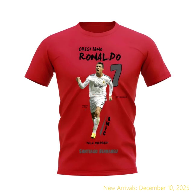 RM Cristiano Ronaldo Real Madrid Graphic T-Professional Shirt (Red)