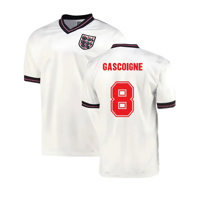 Genuine Copy England Home Replica Jersey for Adults (GASCOIGNE 8)