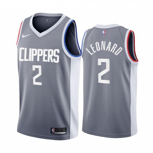 Gray Kawhi Leonard #2 Clippers Jersey - Performance Fabric Quality