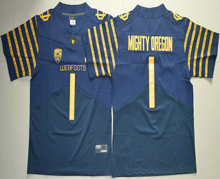 high quality Men's None Mighty Oregon #1 Blue 2024 Football Jersey