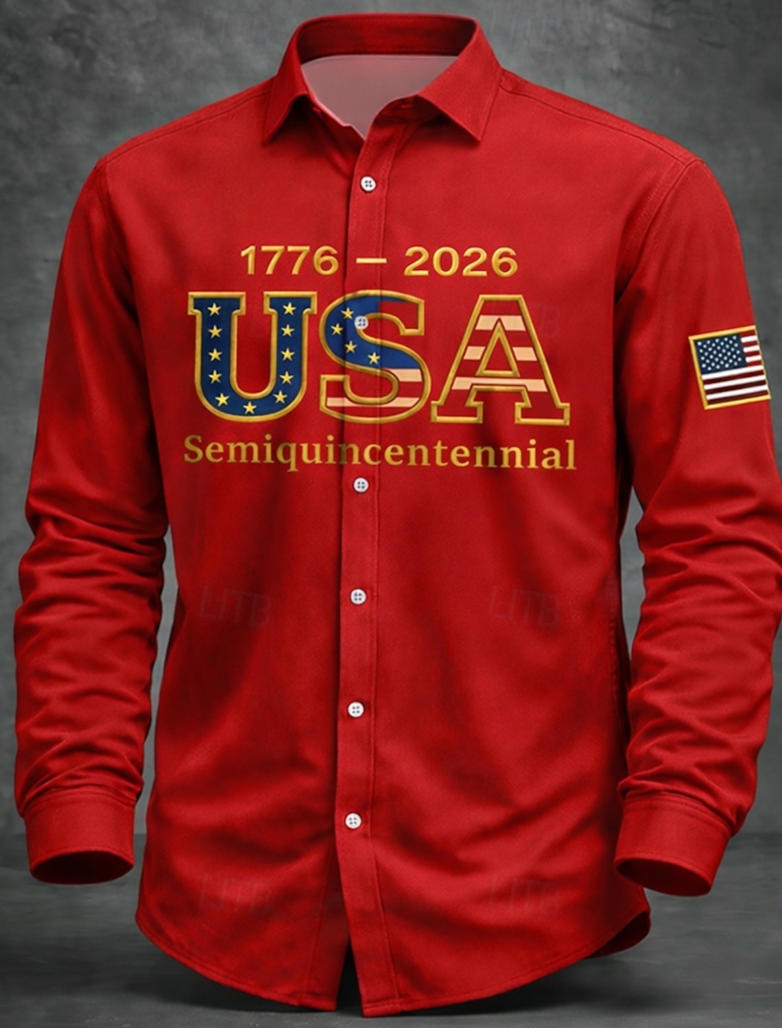 Men's 4th of July U.S. 250th Anniversary US Flag Patriotic Shirt Button Up Shirt Long Sleeve Vintage Retro Holiday Casual Daily Spring Fall Turndown 3D Print Linen Like Shirt Blue White Red