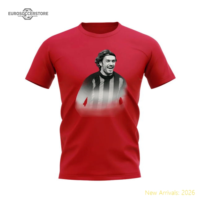 Paolo Maldini Ac Milan Legend Supporter Tee (red) - Official Design