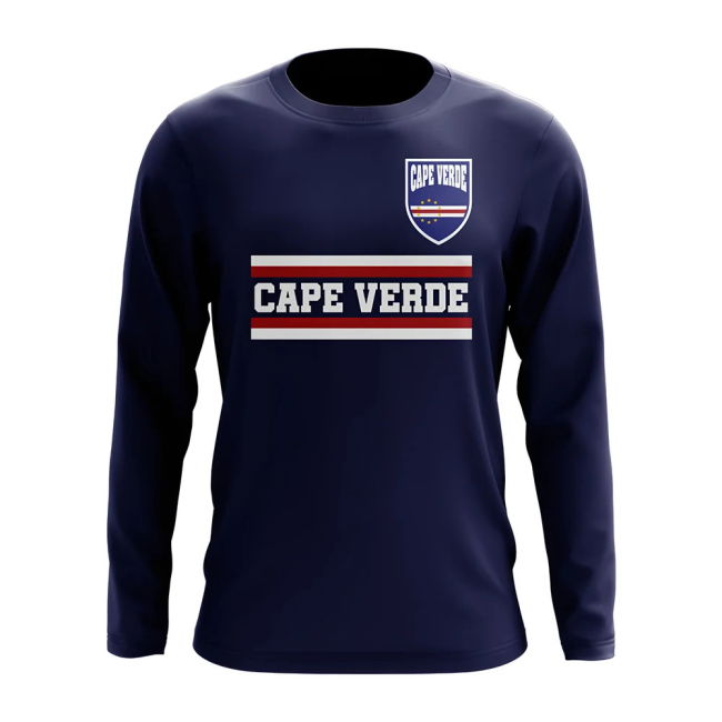 Top-Tier Cape Verde Core Football Country Long Sleeve T-Shirt (Navy)