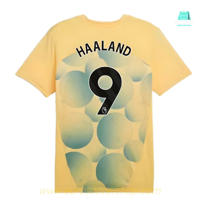2024-2025 Man City Prematch SS Shirt (Flaxen) - Kids (Haaland 9)