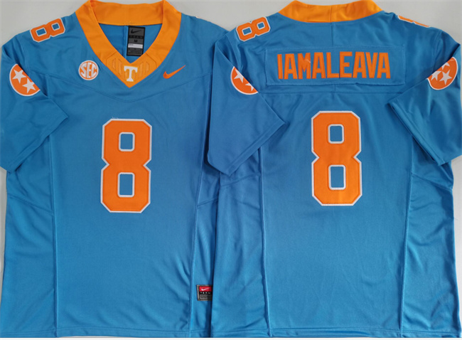authentic Men's None Nico Iamaleava #8 Blue 2024 Football Jersey
