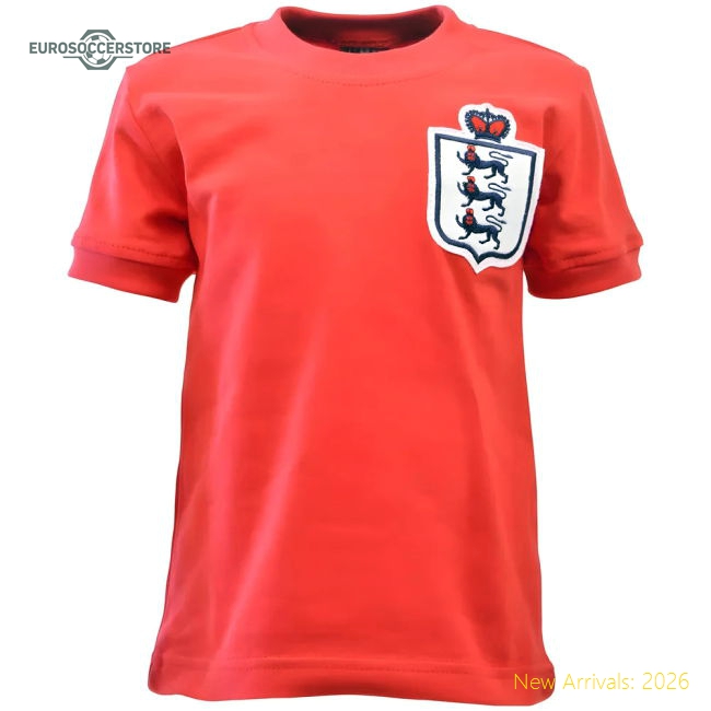 England Red Short Sleeve Retro Kids Football Shirt