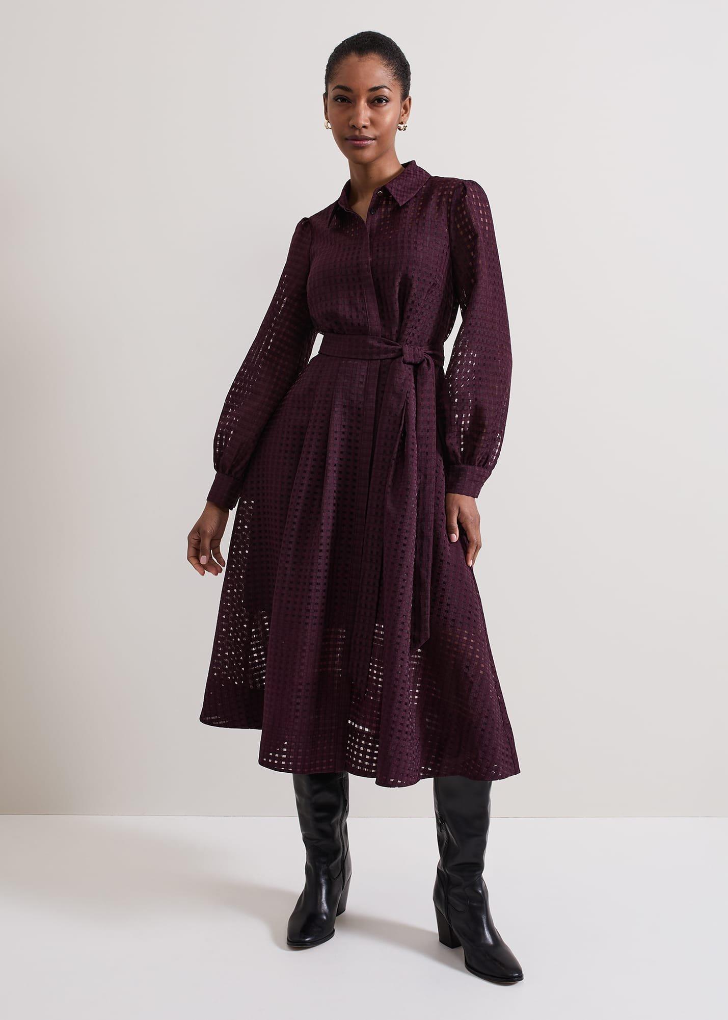 Natalie Burgundy Shirt Dress