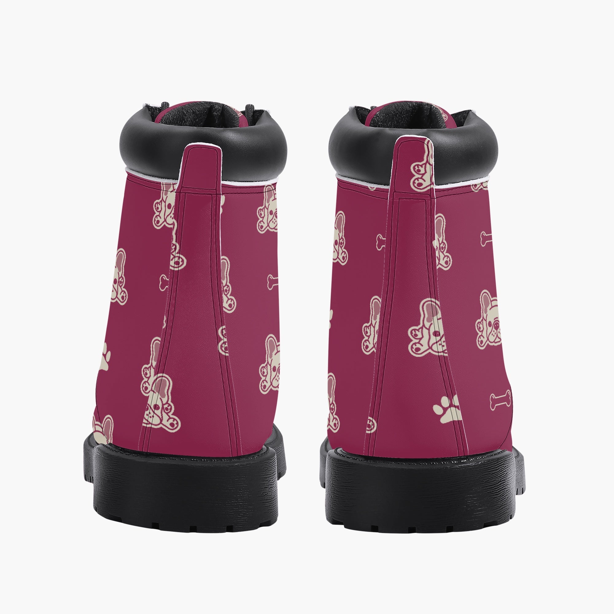 French Bulldog Lover Buttons Casual Leather Boot Frenchie Fan Item