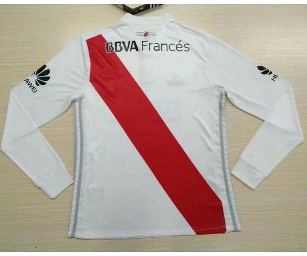 Comfort Fit River Plate Home 201718 LS Soccer Jersey Shirt