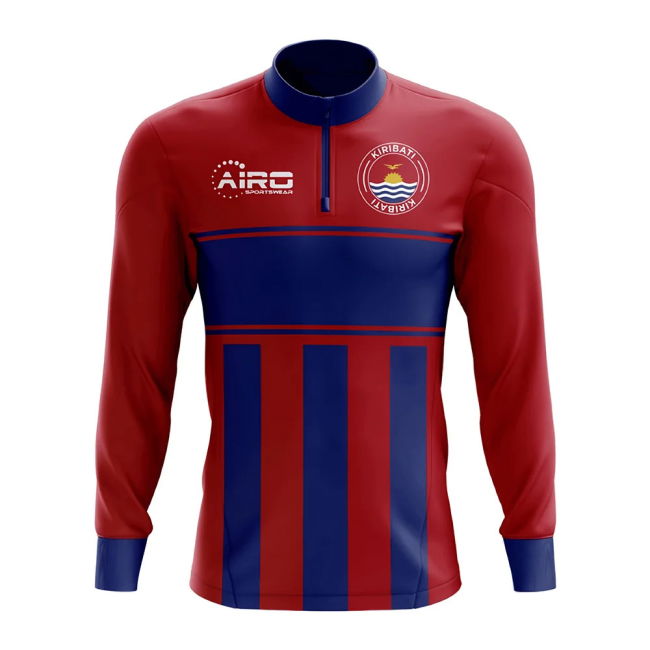 Athletic Kiribati Concept Football Half Zip Midlayer Top (Red-Blue)