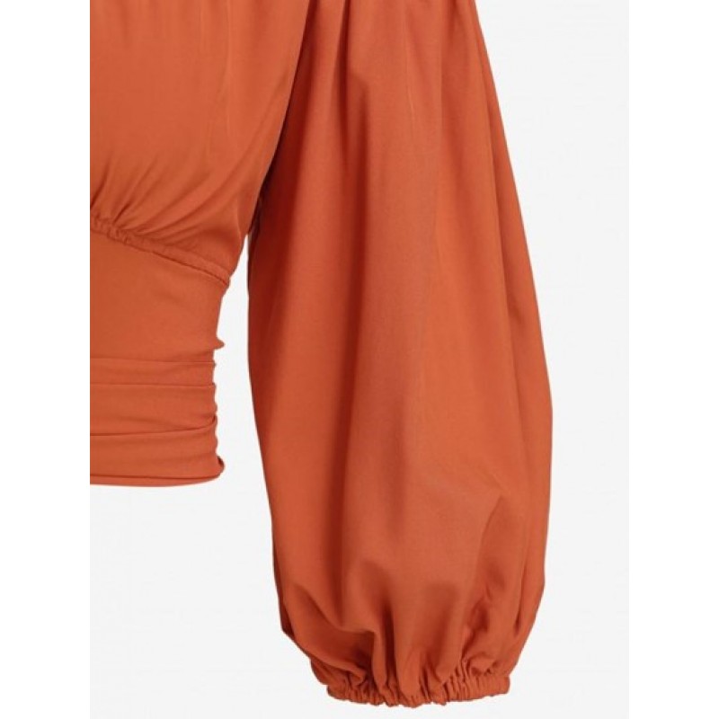 Tie-around Off Shoulder Ruched Blouse GG4047