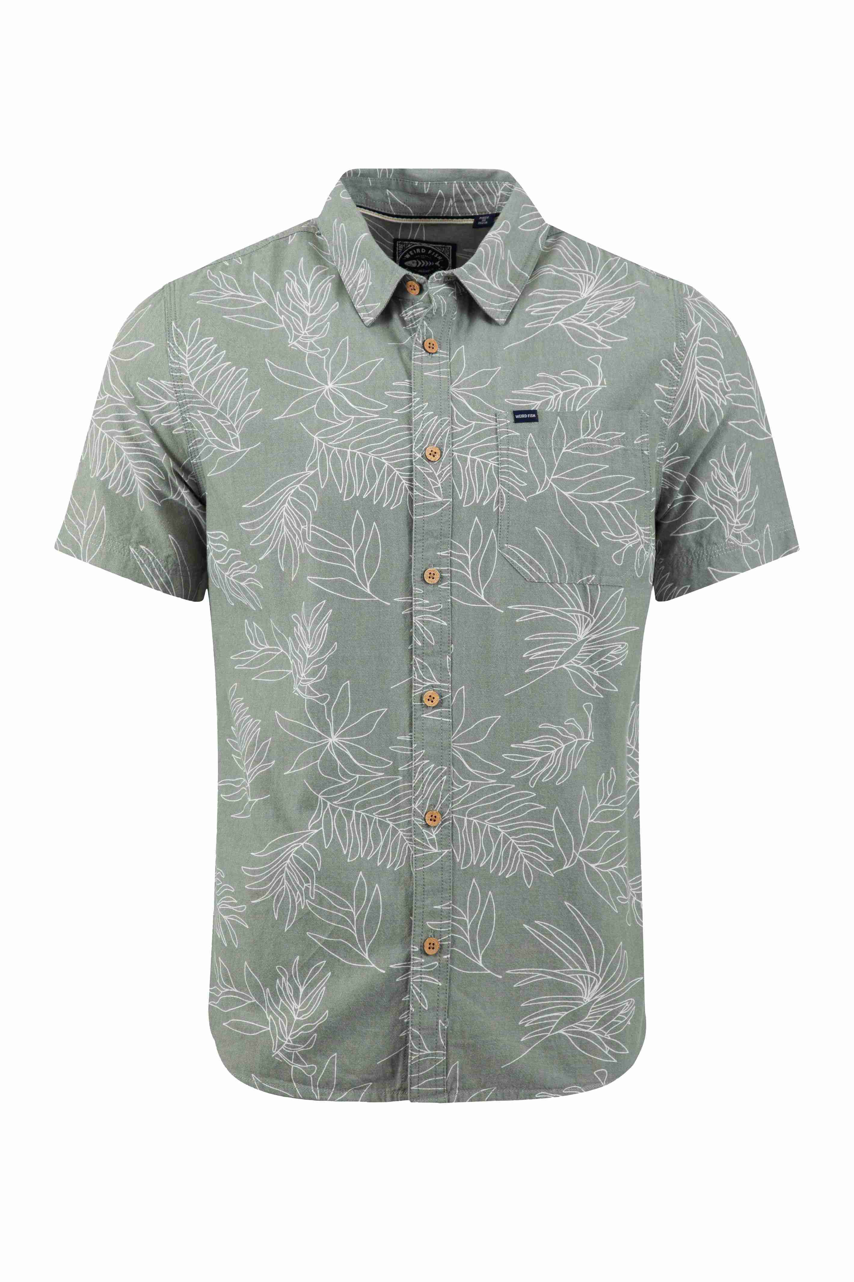Russell Printed Chambray Short Sleeve Shirt Woodland Sage