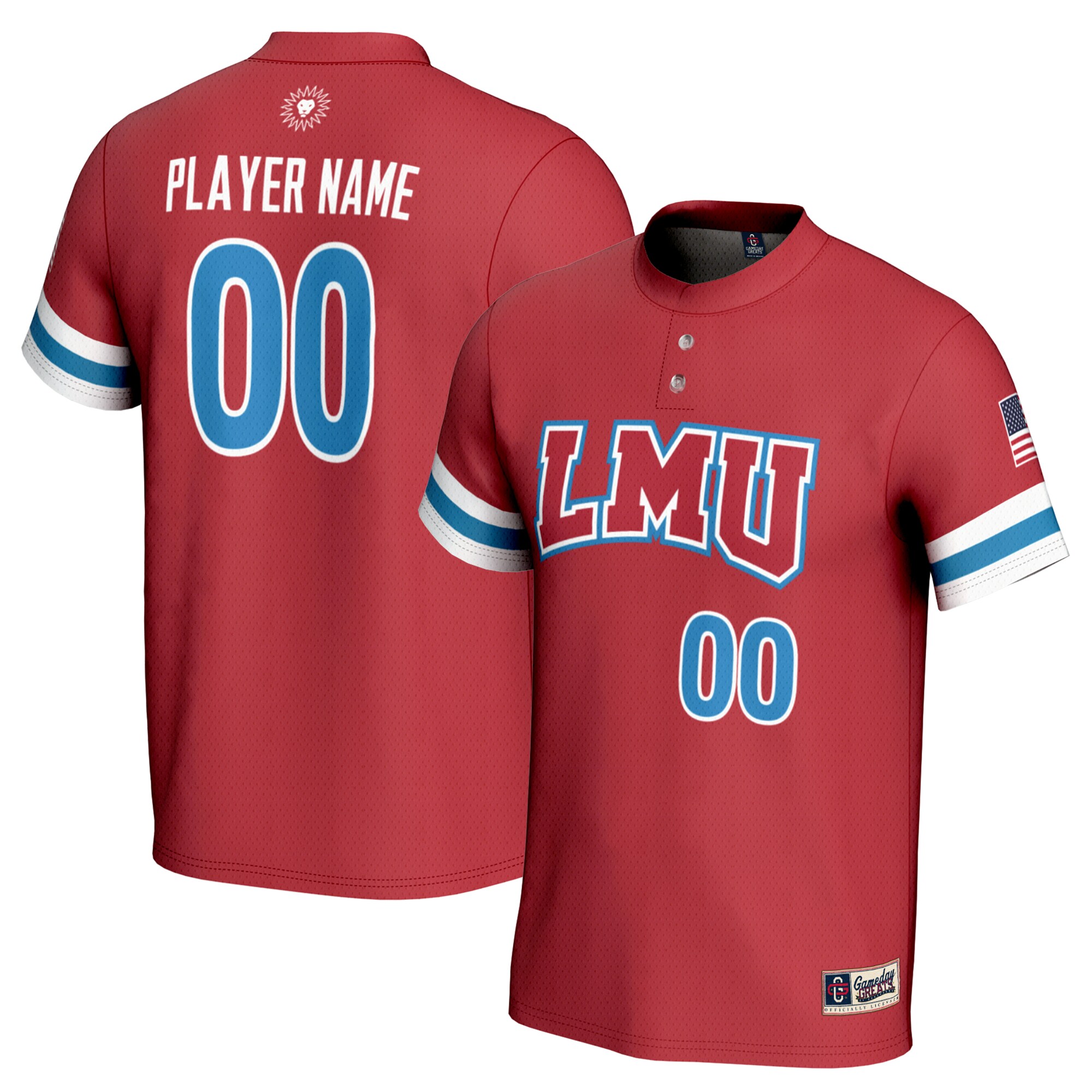 [DDG] Loyola Marymount Lions GameDay Greats Youth NIL Pick-A-Player Softball Lightweight Jersey - Crimson