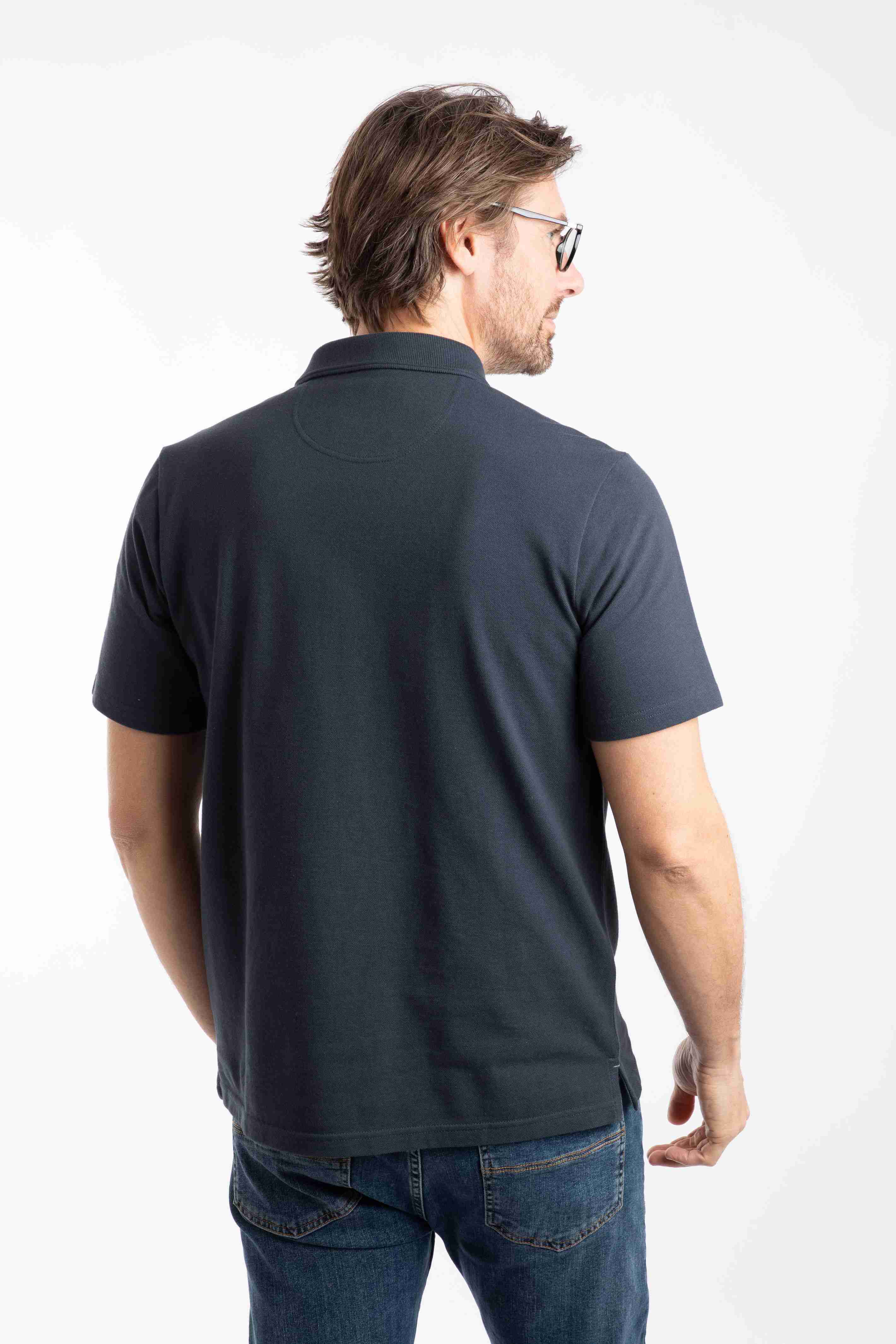 Miles Pique Polo Shirt Navy