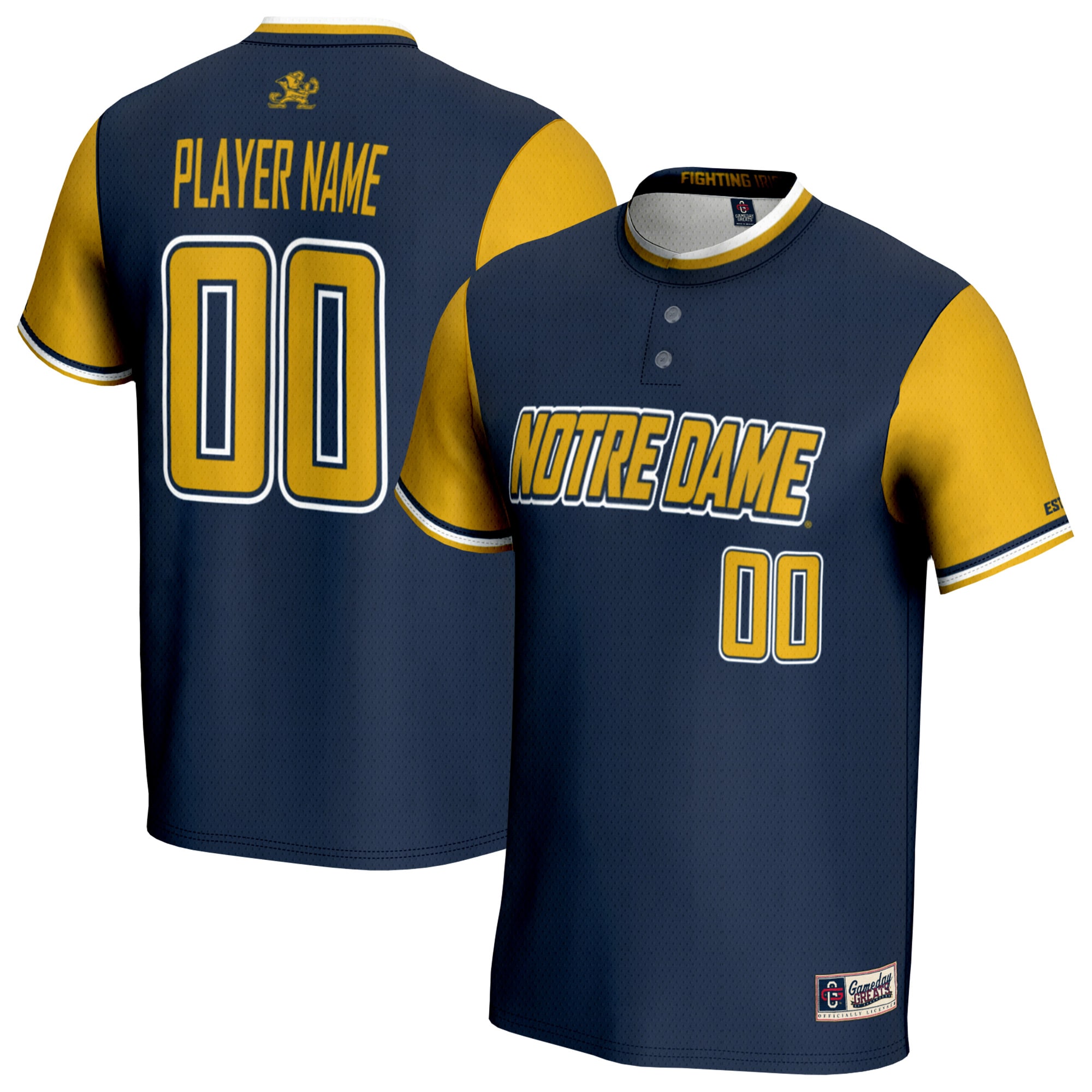 [NJP] Youth Notre Dame Fighting Irish GameDay Greats NIL Pick-A-Player Lightweight Softball Jersey - Navy