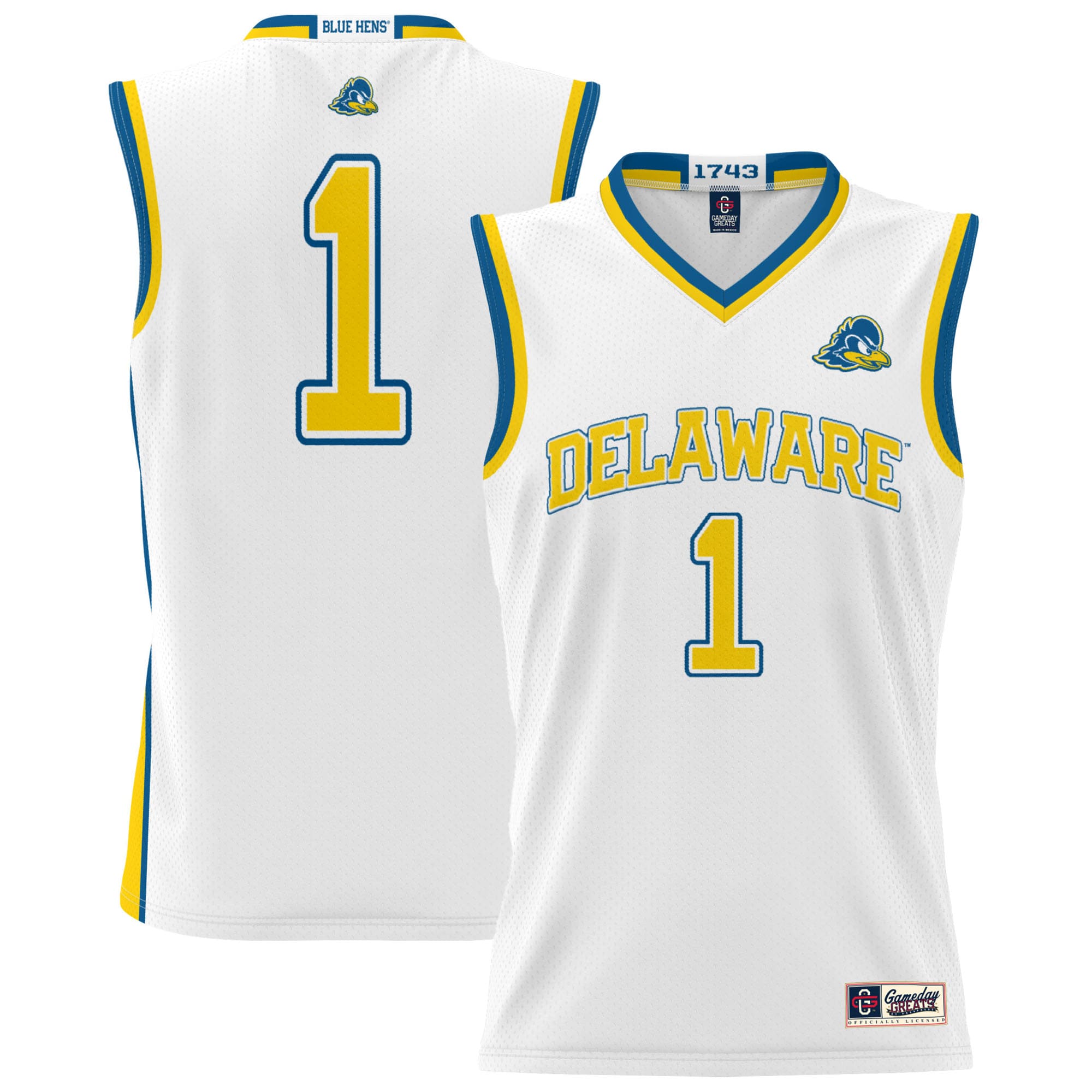 [NJP] Delaware Fightin' Blue Hens GameDay Greats Unisex Lightweight Basketball Jersey - White