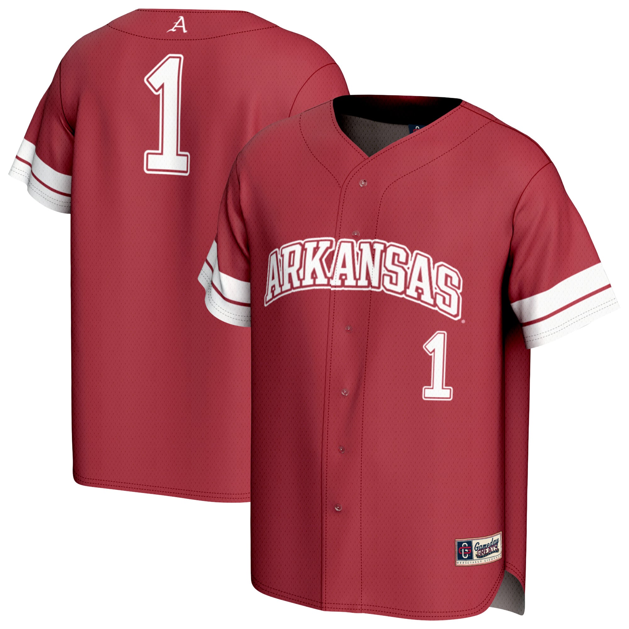 #1 Arkansas Razorbacks GameDay Greats Youth Lightweight Collegiate Baseball Fashion Jersey - Cardinal