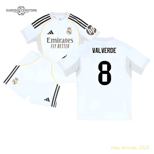 Premium 2025-2026 Real Madrid Home Youth Kit (Valverde 8)