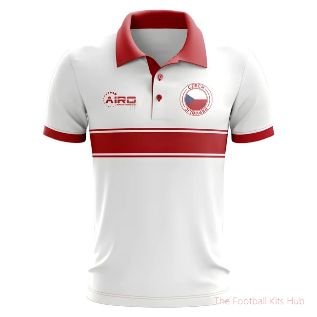 Czech Republic Concept Stripe Polo Shirt (White)