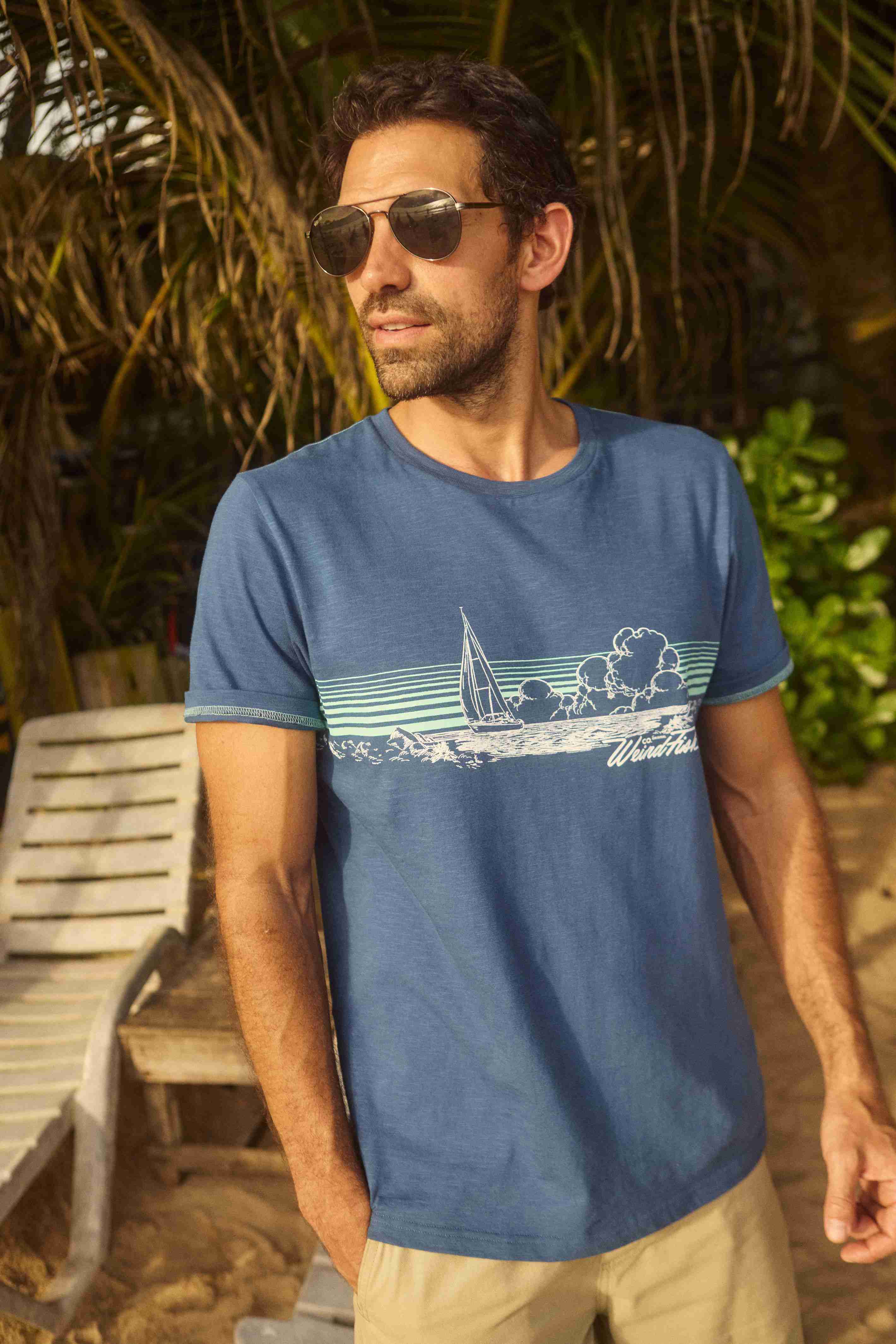 Nautical Sky Front Print Graphic T-Shirt Ensign Blue