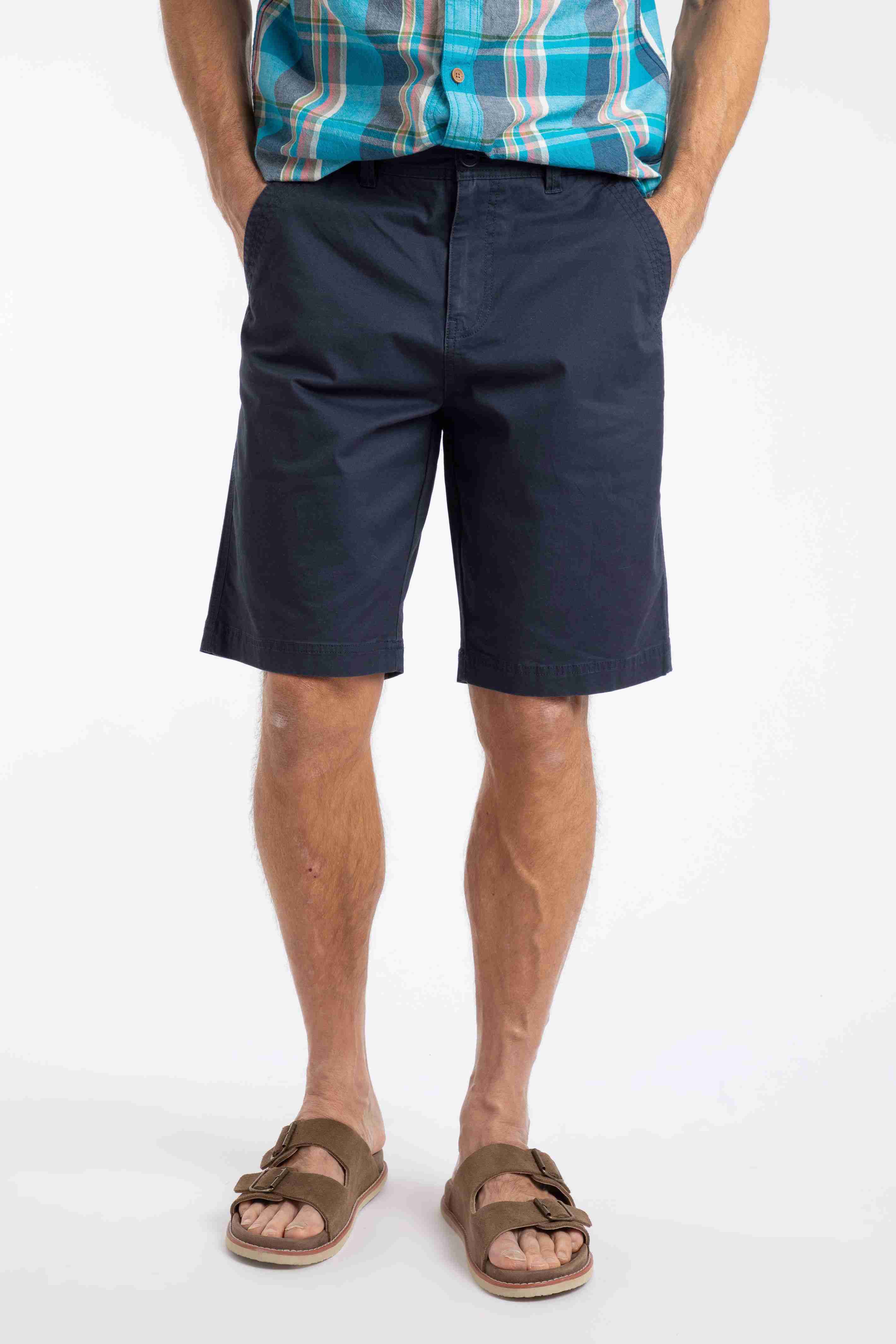 Rayburn Cotton Flat Front Shorts Navy