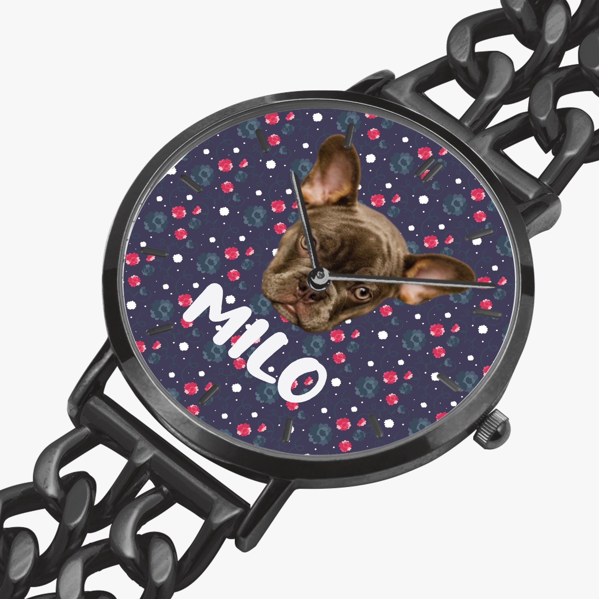 French Bulldog Monet Personalized Chic Hollow Strap Watch For Frenchie