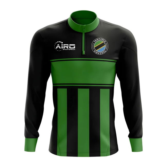 Top-Tier Tanzania Concept Football Half Zip Midlayer Top (Black-Green)