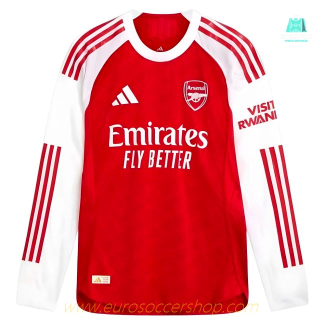 2025-2026 Arsenal Authentic Long Sleeve Home Shirt