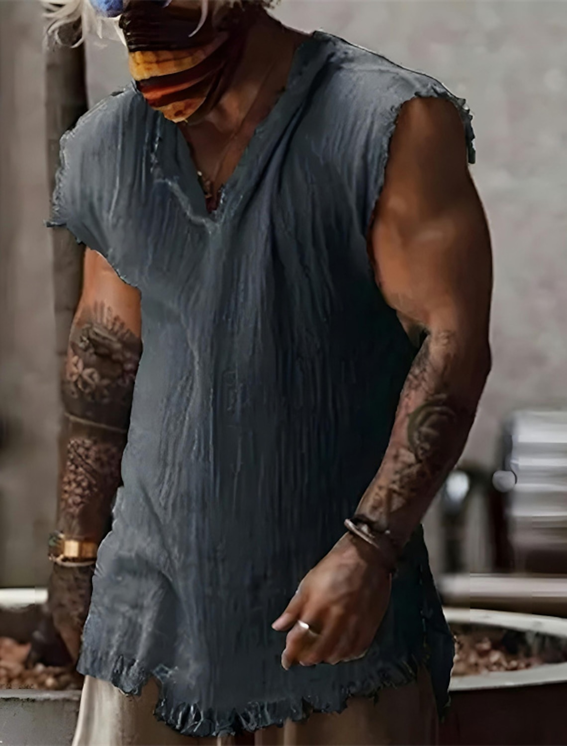 Men's Shirt Linen Viking Style Summer Beach Wear Plain Vacation