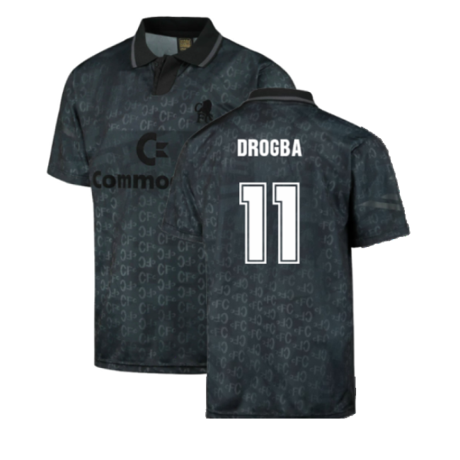 Authentic Chelsea 1992 Black Out Retro Football Shirt (drogba 11)