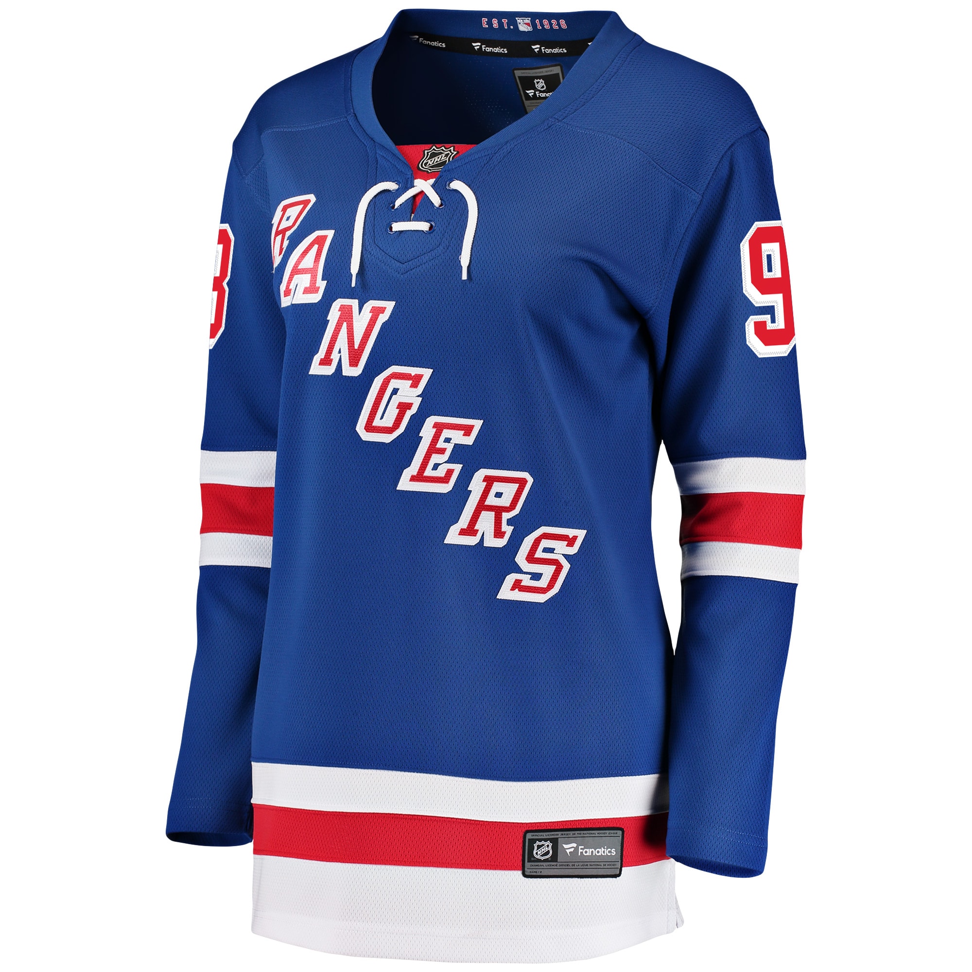 [LK] Mika Zibanejad New York Rangers Women's Breakaway Player Jersey - Blue