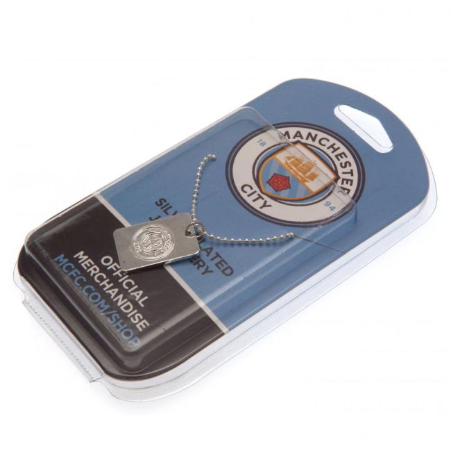 Men's Manchester City FC Silver Plated Dog Tag & Chain