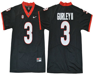 Men's UGA GA Black 2017 durabl Todd Gurley #3 match worn Jersey