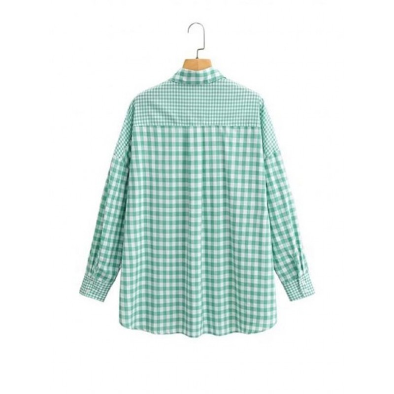 Gingham Drop Shoulder Pocket Shirt ZP7996