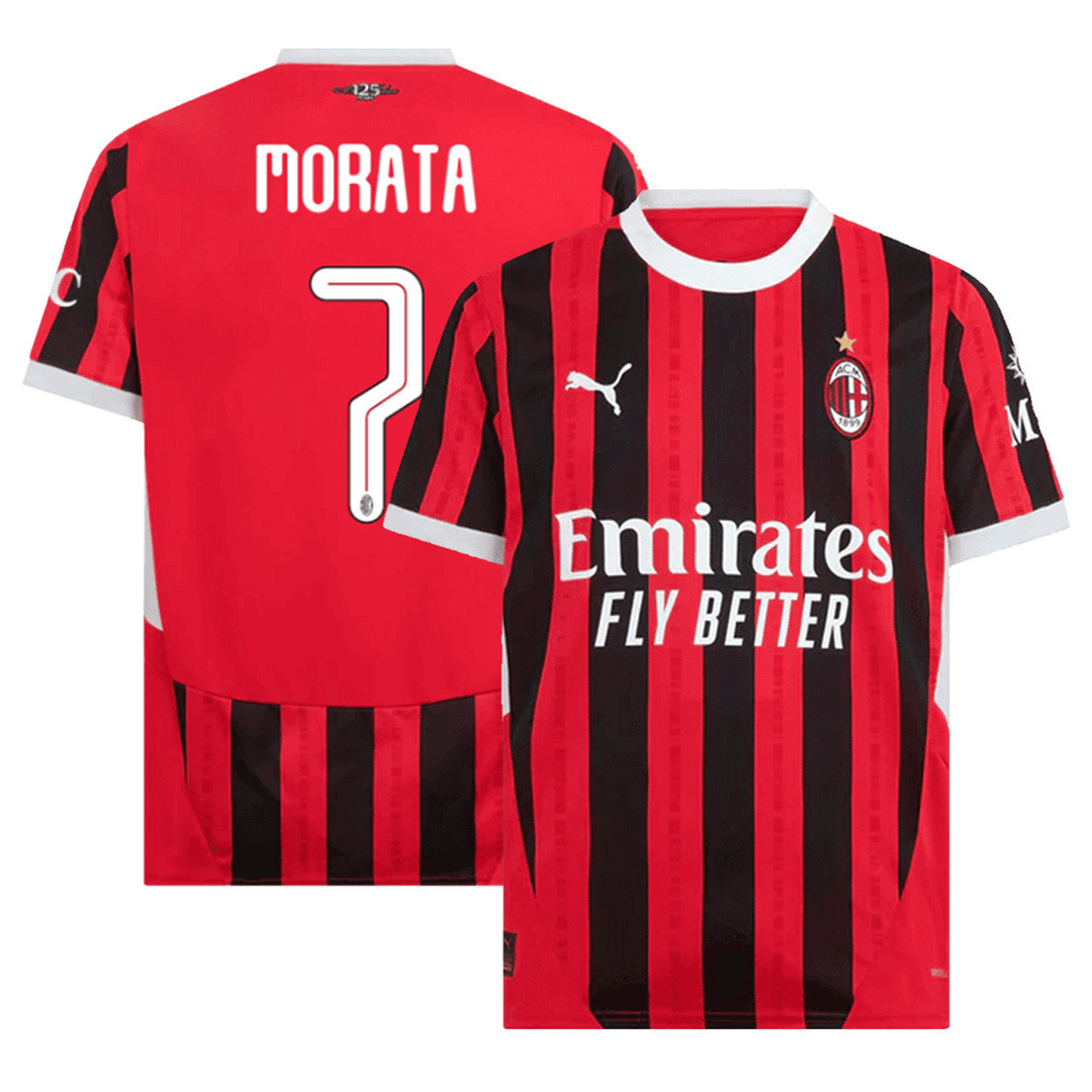 High Performance AC Milan 2425 Home Shirt MORATA 7 - UCL Font