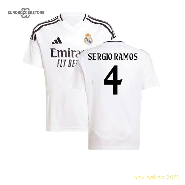 Real Madrid 2024-25 Home Fan Version For Kids Ramos Game Day Jersey