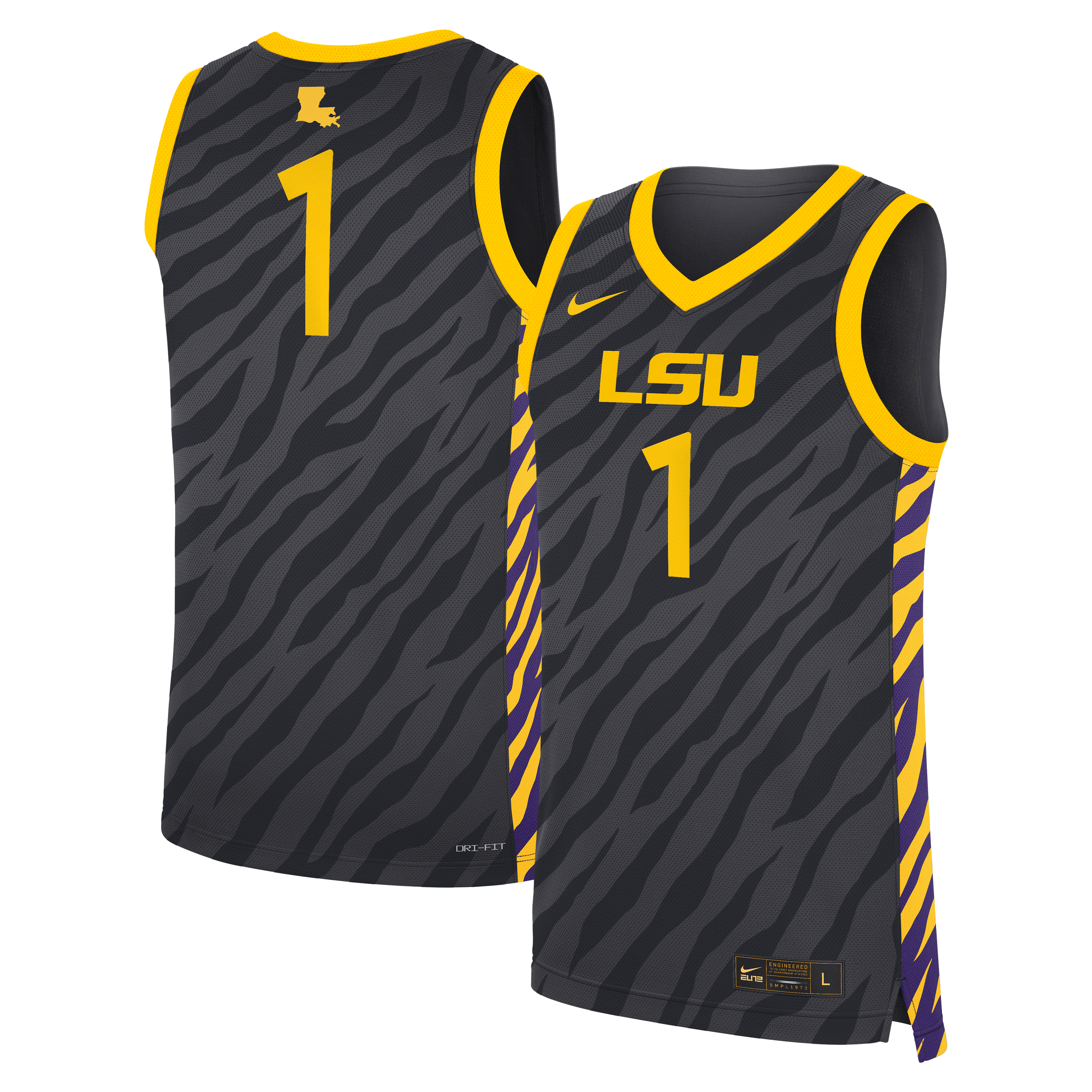 #1 LSU Tigers Nike Unisex Replica Basketball Jersey - Anthracite