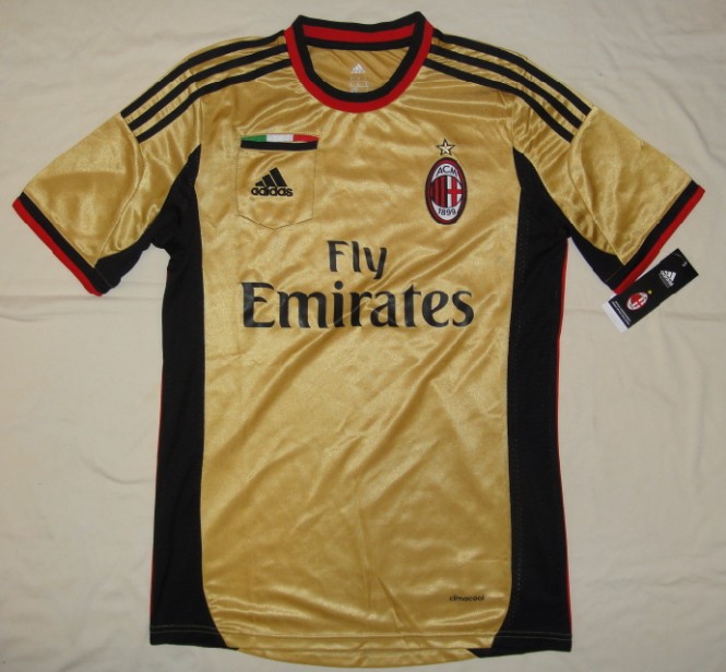 Premium Authentic Official 1314 AC Milan Third Golden Shirt