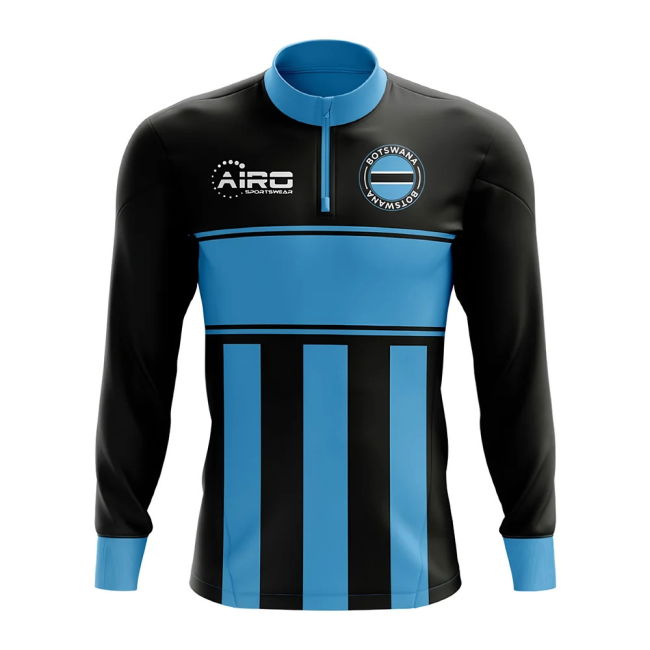 Top-Tier Botswana Concept Football Half Zip Midlayer Top (Black-Blue)