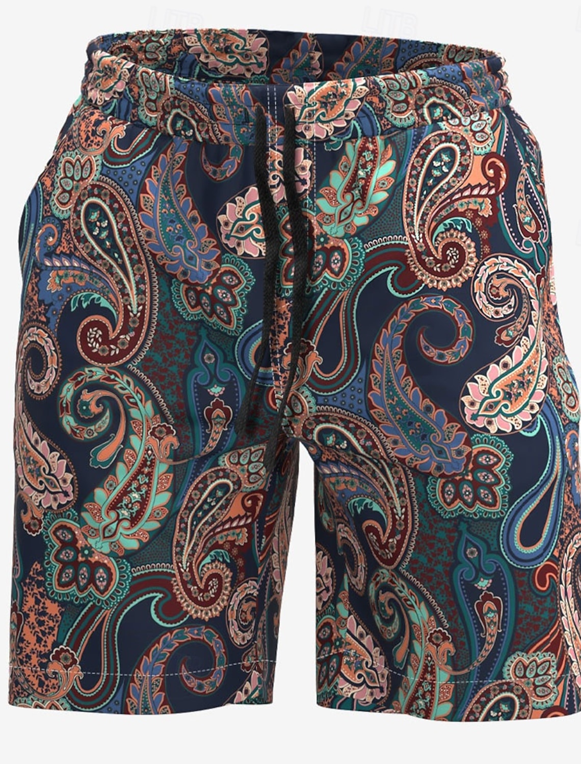 Men's Floral Paisley Swim Trunks Shorts Board Mid Waist Streetwear