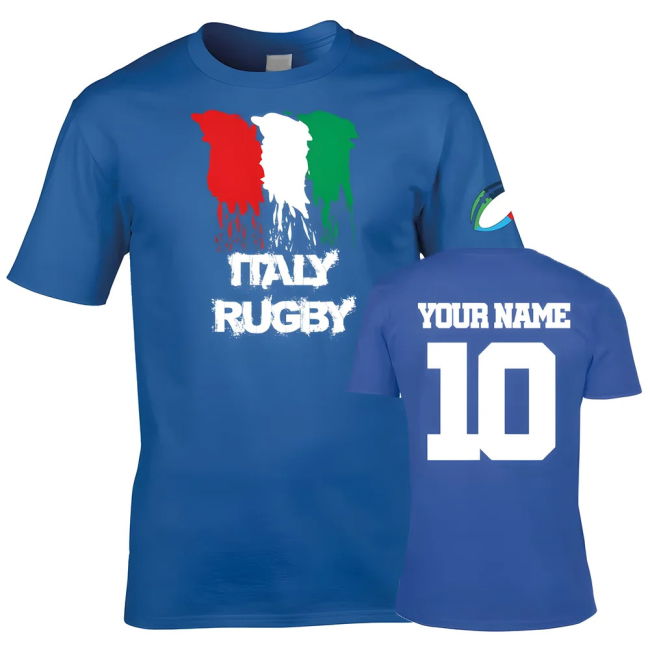 Italy Country Rugby T-Shirt (Your Name) Performance Official