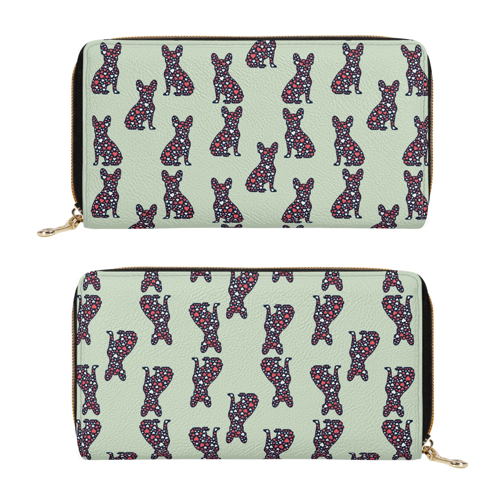 French Bulldog Themed Leather Zipper Wallet Everyday Use | Trendy Style