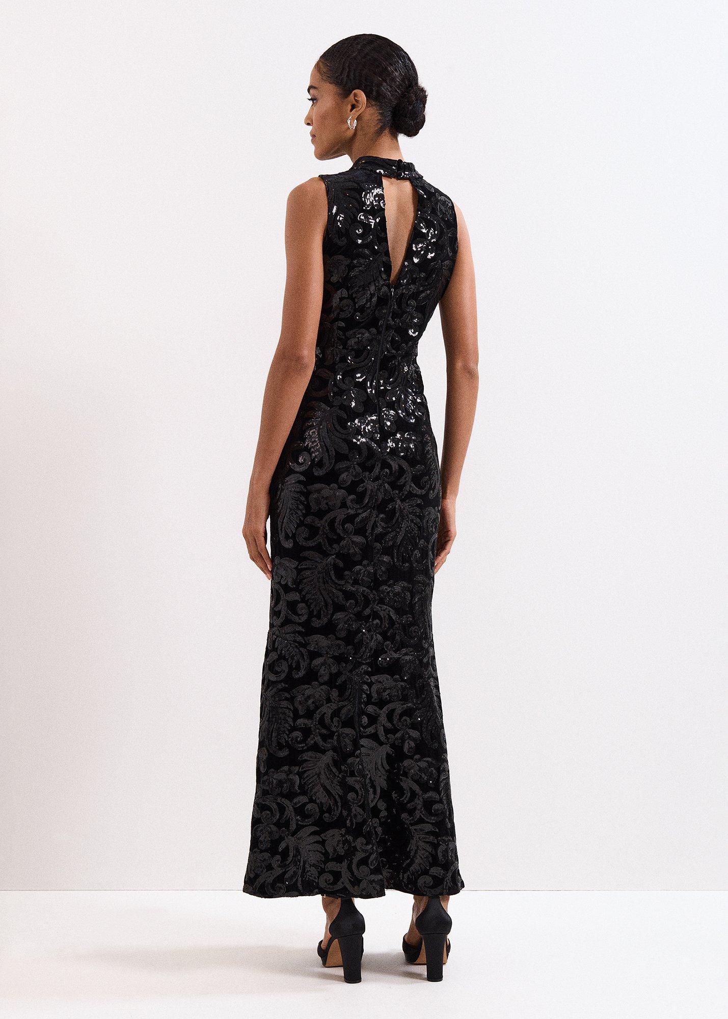 Trudy Black Sequin Maxi Dress