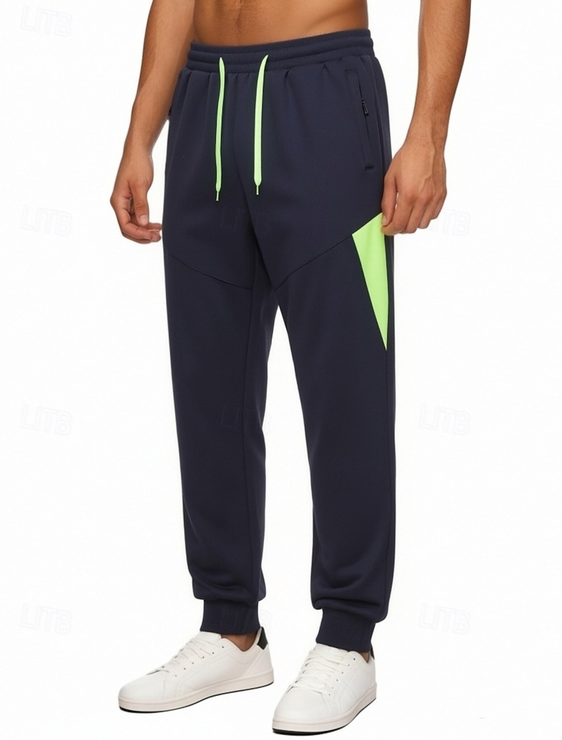 Men's Trousers Casual Pants Quick-dry Pants Drawstring Pocket Elastic Waist Color Block Lightweight Breathable Daily Outdoor Holiday Fashion Classic Style Blue Black Micro-elastic