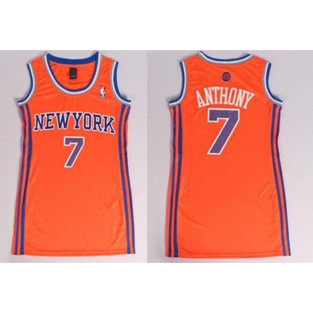 Game Day Contemporary Men's NYK #7 Carmelo Orange Basketball Jersey