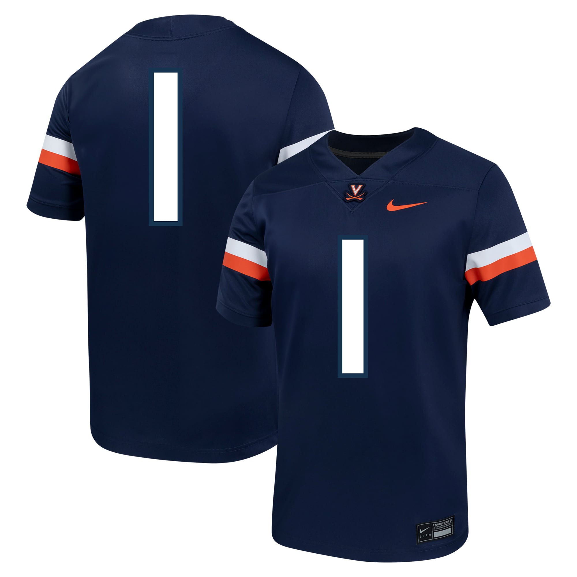 Men's #1 Navy Virginia Cavaliers Football Jersey