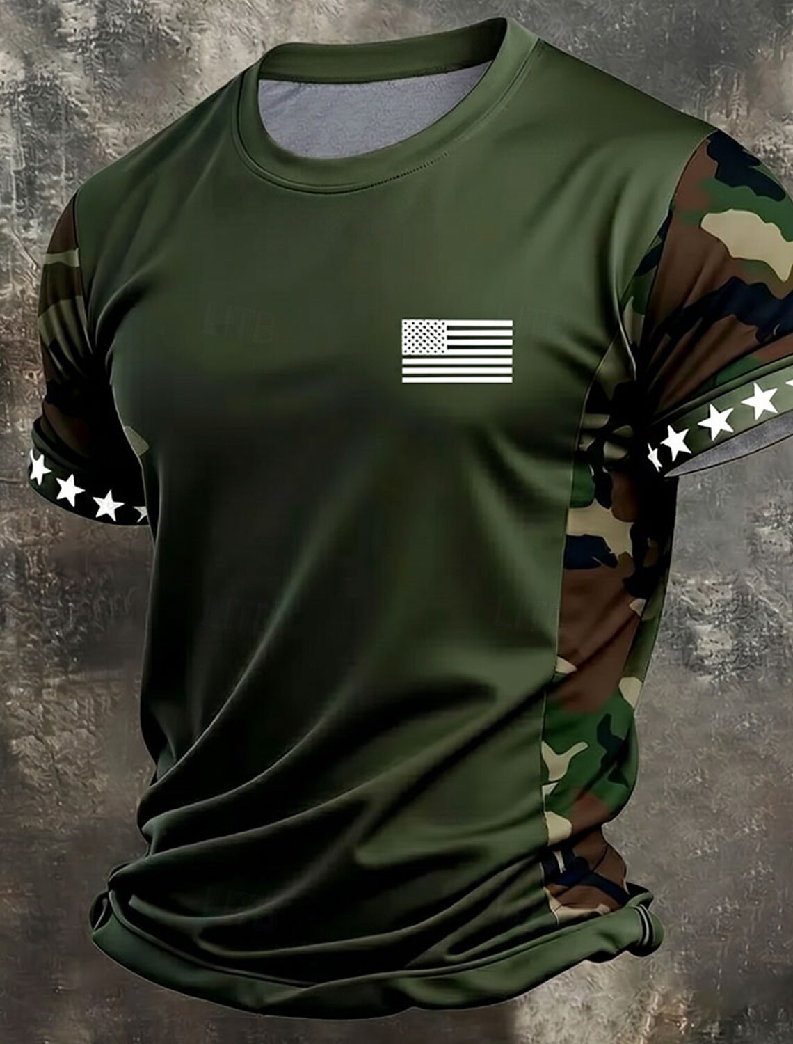 4th of July 2026 250th Men's Solid Color American US Flag T Shirt Short Sleeve T shirt 3D Print Crew Neck Shirt Vintage Retro Patriotic Daily Festival Blue Army Green 1 White Summer Spring Clothing
