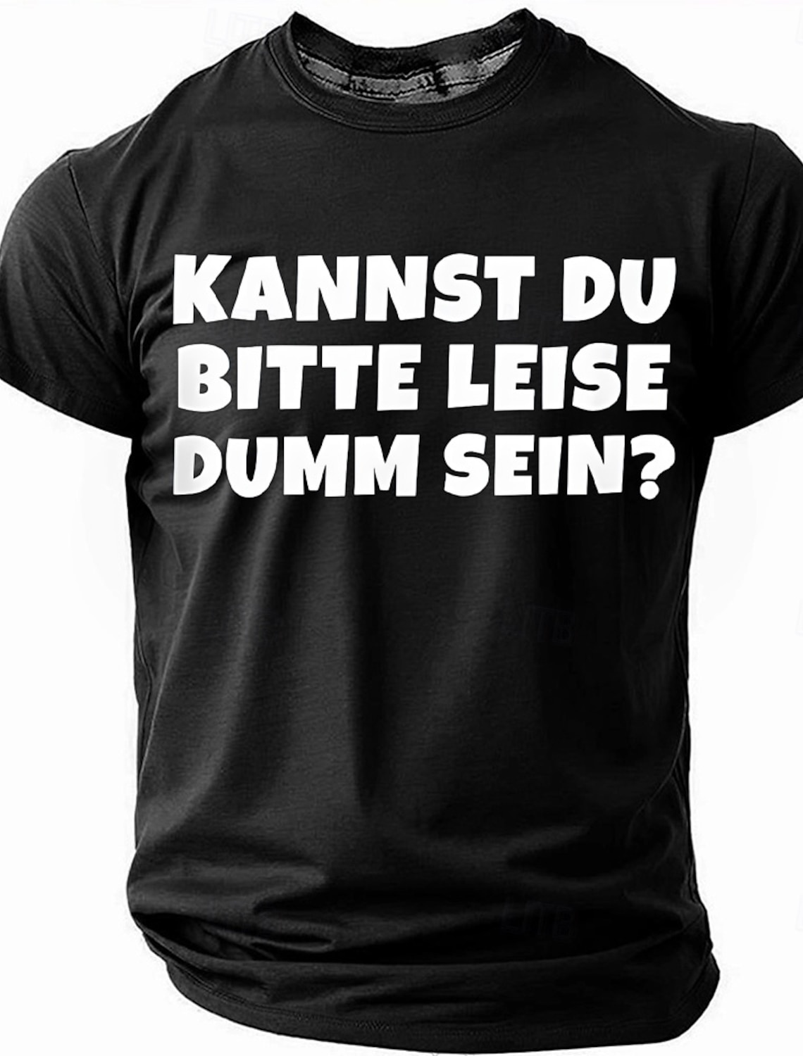 Men's Olive Green Short Sleeve Graphic T-Shirt with 'Kannst du bitte leise dumm sein?' Funny German Slogan, Office Humor