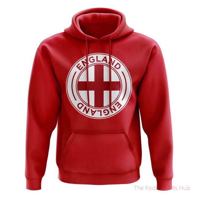 Men England Football Badge Hoodie (Red) UEFA Euro