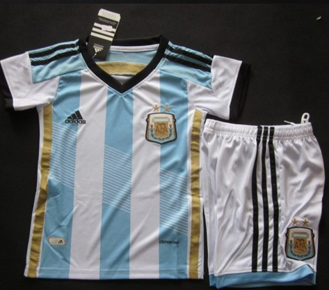 Kids 2014 World Cup Argentina Home Whole KitShirtShorts - World Cup